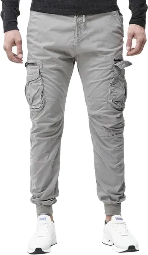 2023 Mens Fashion Cargo Pants Casual Cotton Tapered Trousers Stretch Twill Drawstring Athletic Joggers Sweatpant with Pocket