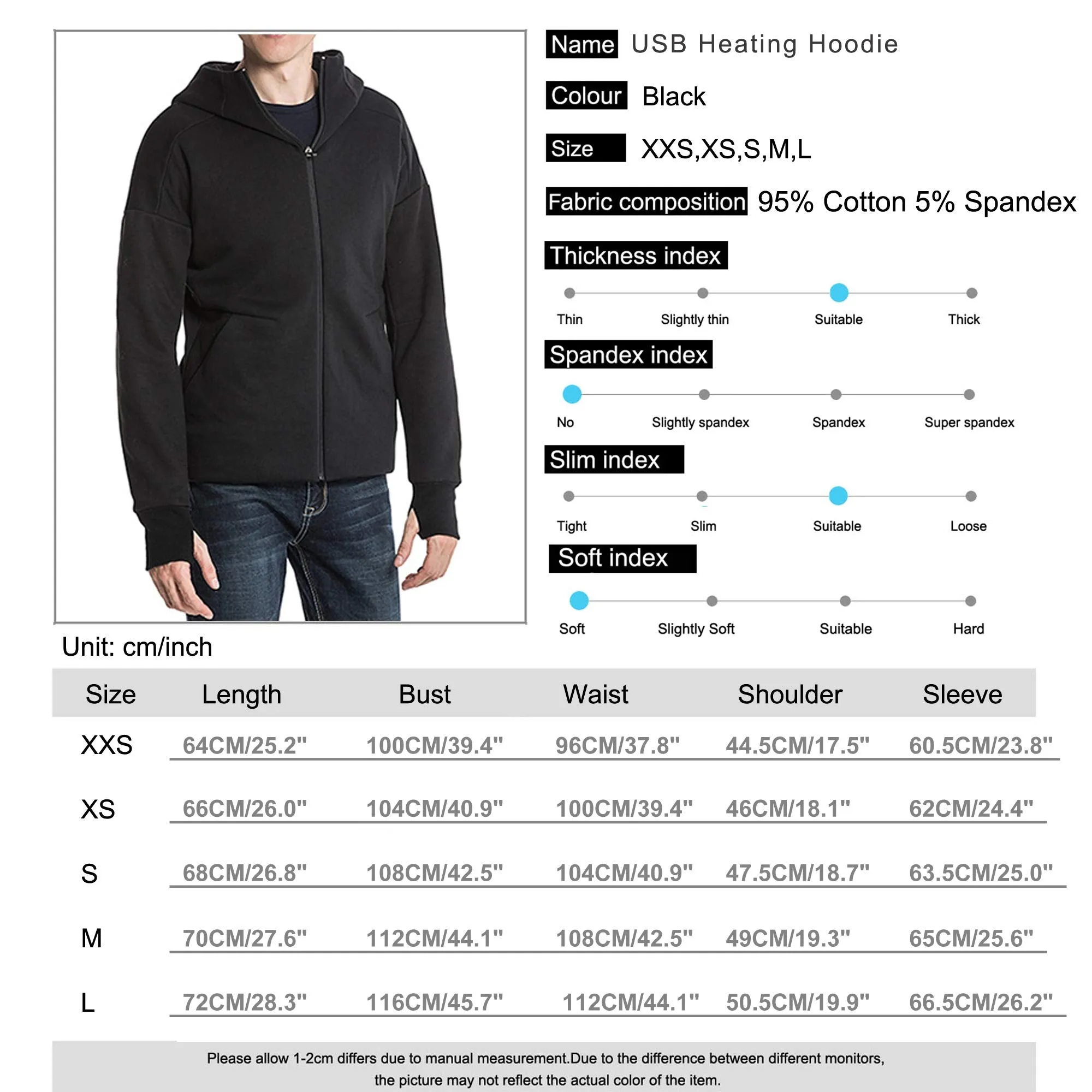 Anniou Mens Heated Hoodie Jacket