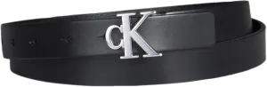 Calvin Klein Women's CK Jeans Monogram Plaque Buckle Casual Leather Skinny Belt for Jeans, Trousers and Dresses