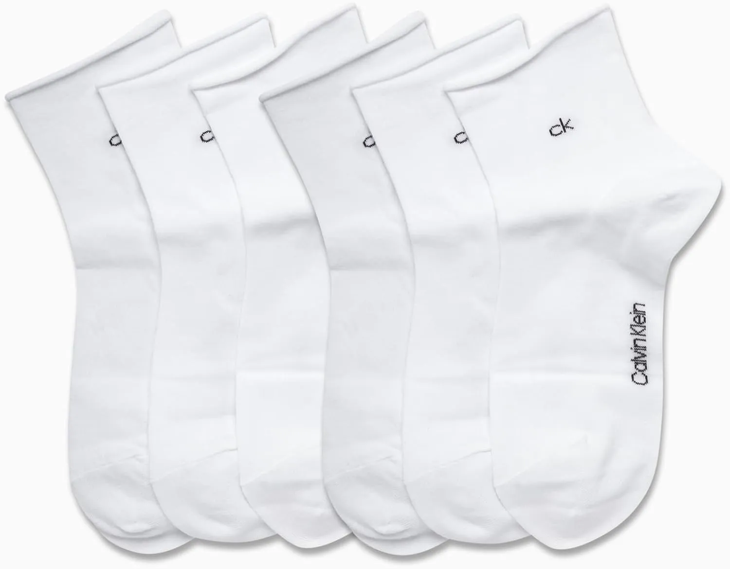 Calvin Klein Women's Crew Socks - 6 Pack Soft Cotton Blend Roll Cuff Mini/Mid Crew Dress Socks for Women (Shoe Size: 4-10)