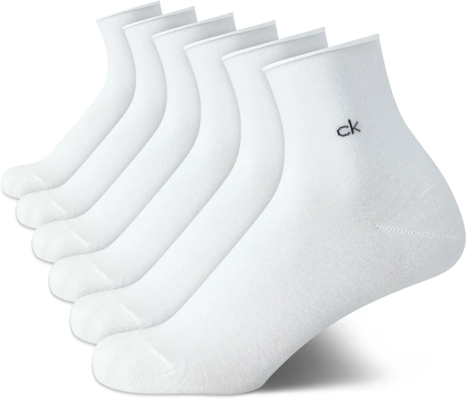 Calvin Klein Women's Crew Socks - 6 Pack Soft Cotton Blend Roll Cuff Mini/Mid Crew Dress Socks for Women (Shoe Size: 4-10)