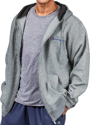 Champion Big Mens Midweight Fleece Full Zip Hoodie w/Script Logo GRAY 4XL