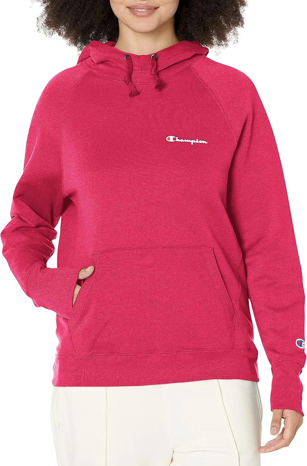 Champion Women's Powerblend Fleece Hoodie, Left Chest Script