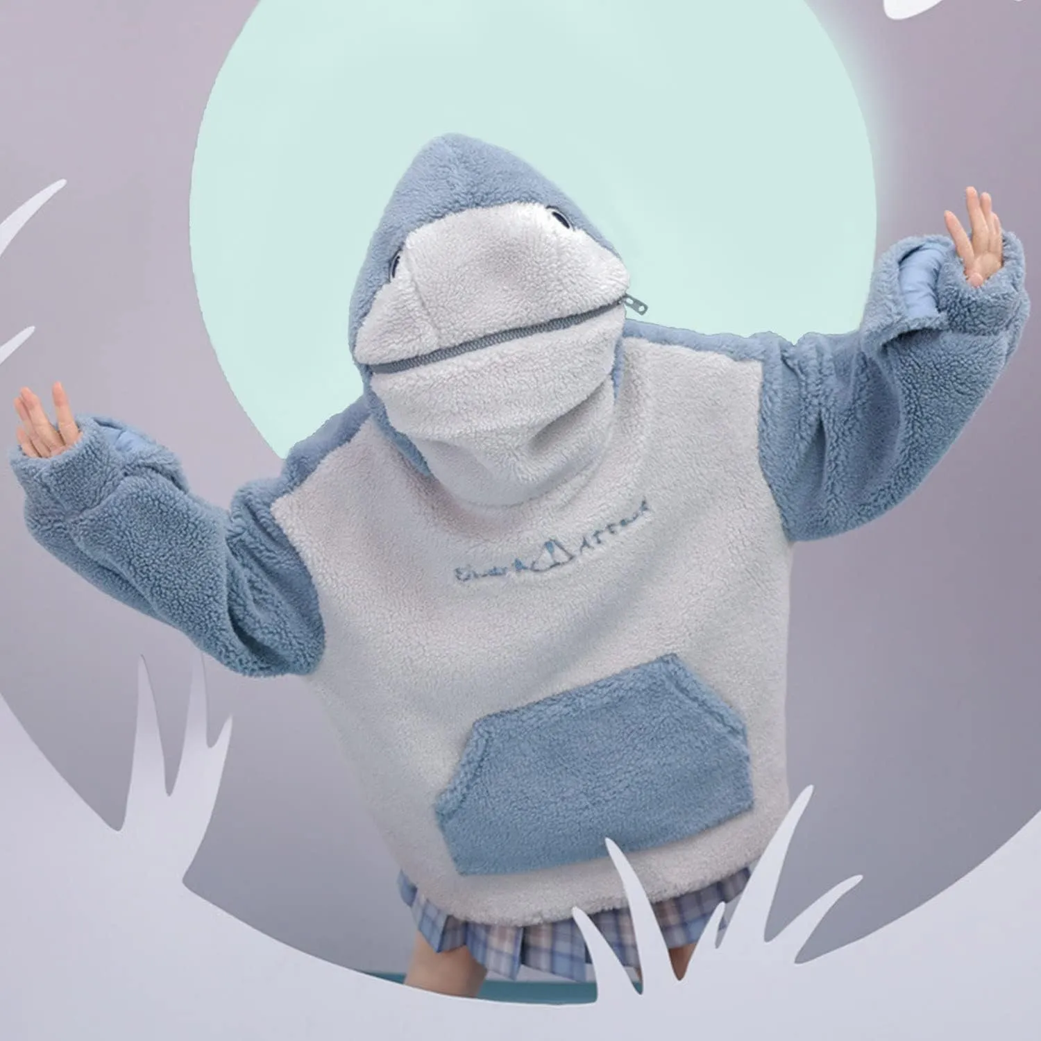 CosTribe Cute Shark Attack Hoodies Oversized Hooded Animal Pullover Casual Sweatshirts with Pocket Shark Lover Gift for women