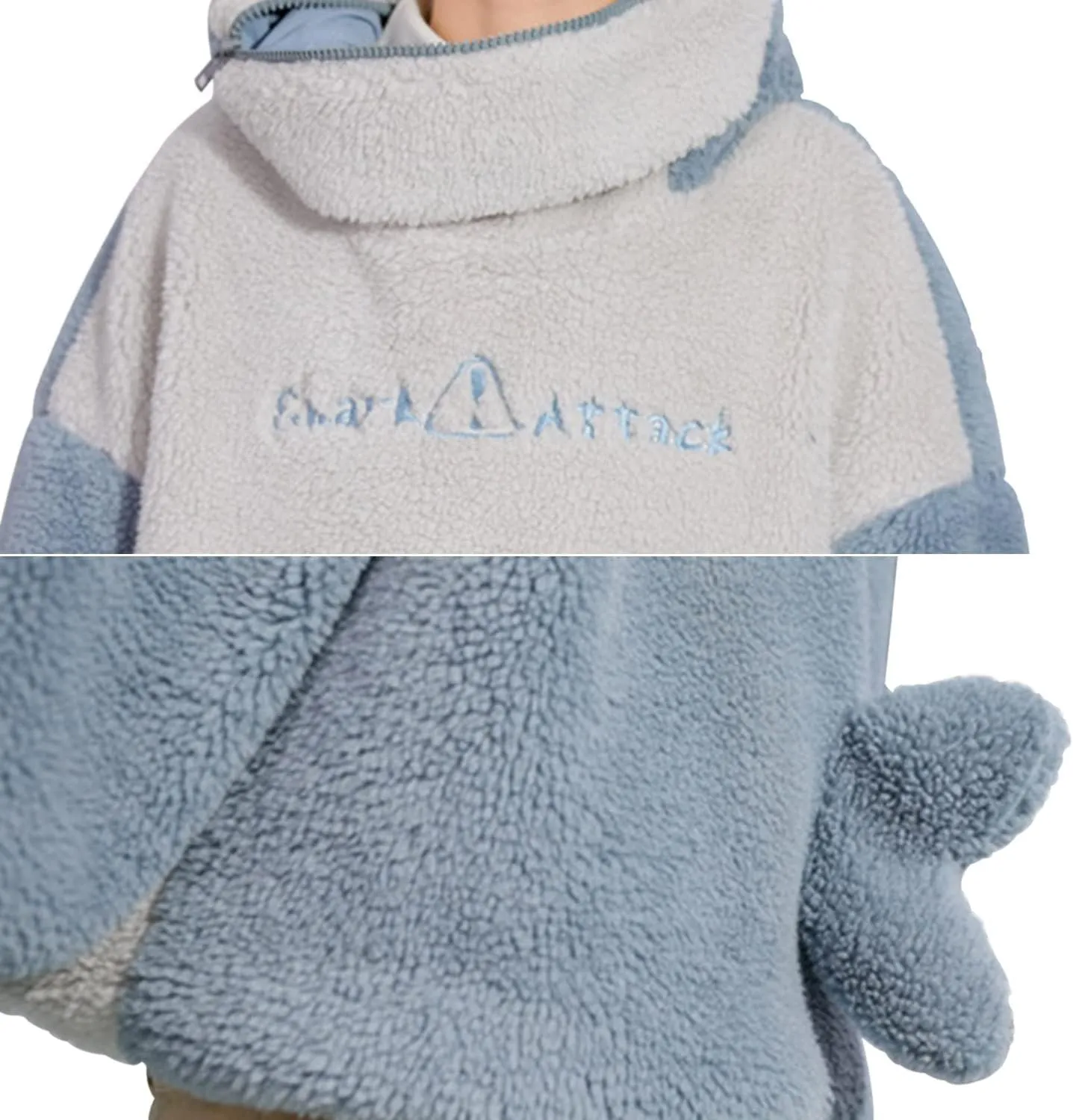 CosTribe Cute Shark Attack Hoodies Oversized Hooded Animal Pullover Casual Sweatshirts with Pocket Shark Lover Gift for women
