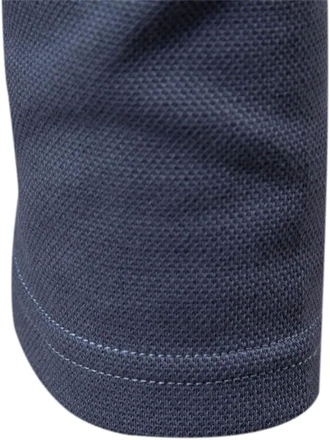 Men's Knit Polo Shirt Turn Down Collar Casual Golf Shirt Breathable Stretch Slim Fit Top for Social Outings