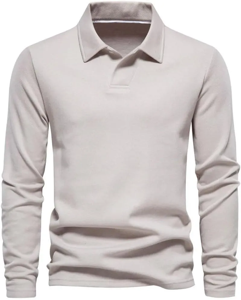 Men's Knit Polo Shirt Turn Down Collar Casual Golf Shirt Breathable Stretch Slim Fit Top for Social Outings