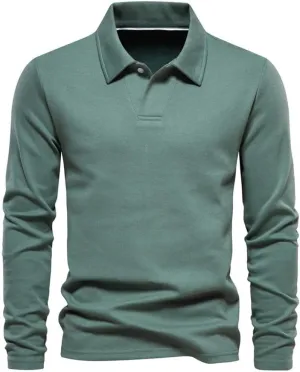 Men's Knit Polo Shirt Turn Down Collar Casual Golf Shirt Breathable Stretch Slim Fit Top for Social Outings