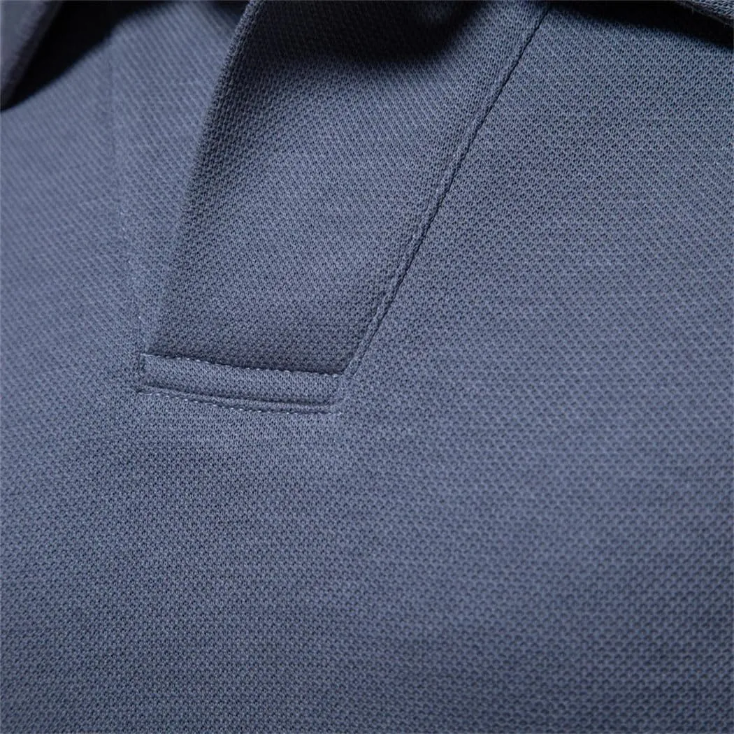Men's Knit Polo Shirt Turn Down Collar Casual Golf Shirt Breathable Stretch Slim Fit Top for Social Outings