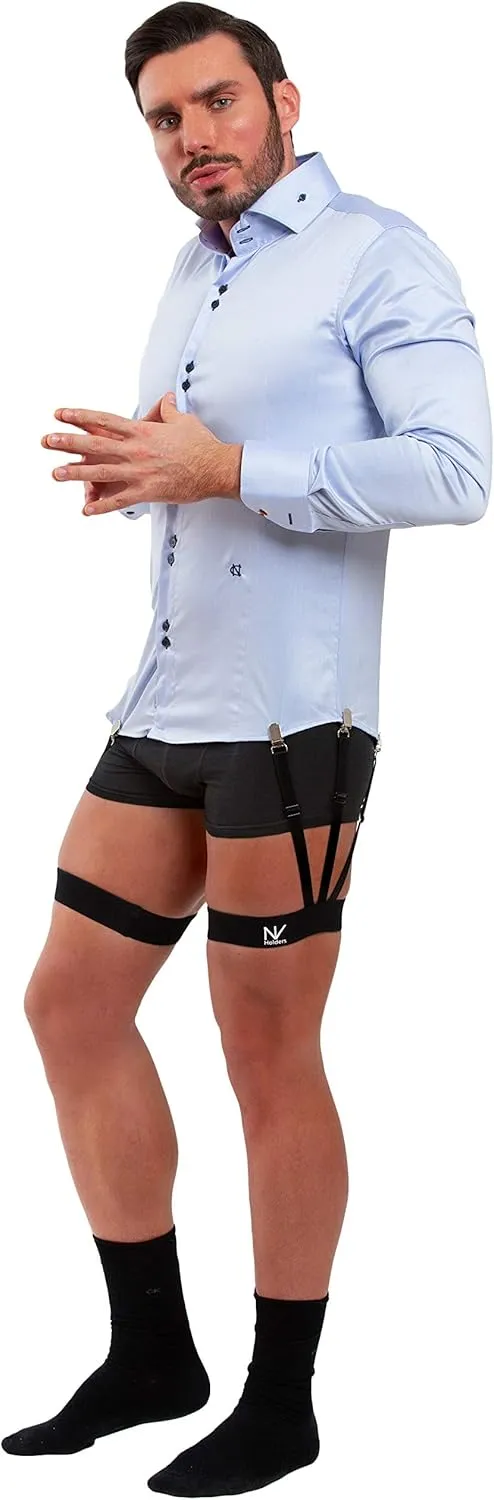 NV Holders Improved 2.0, with improved clasps; premium shirt stays, shirt holders, shirt garters, shirt tuckers for men