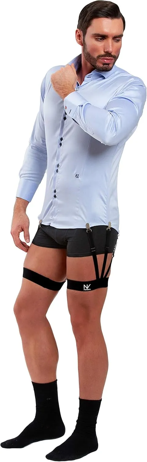 NV Holders Improved 2.0, with improved clasps; premium shirt stays, shirt holders, shirt garters, shirt tuckers for men