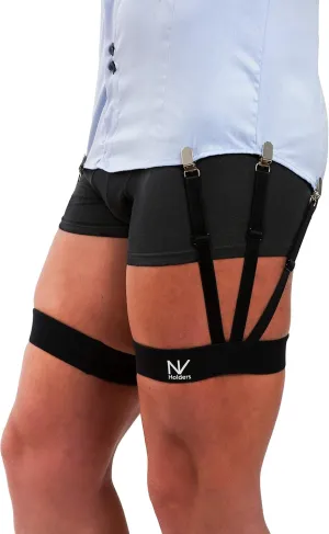 NV Holders Improved 2.0, with improved clasps; premium shirt stays, shirt holders, shirt garters, shirt tuckers for men