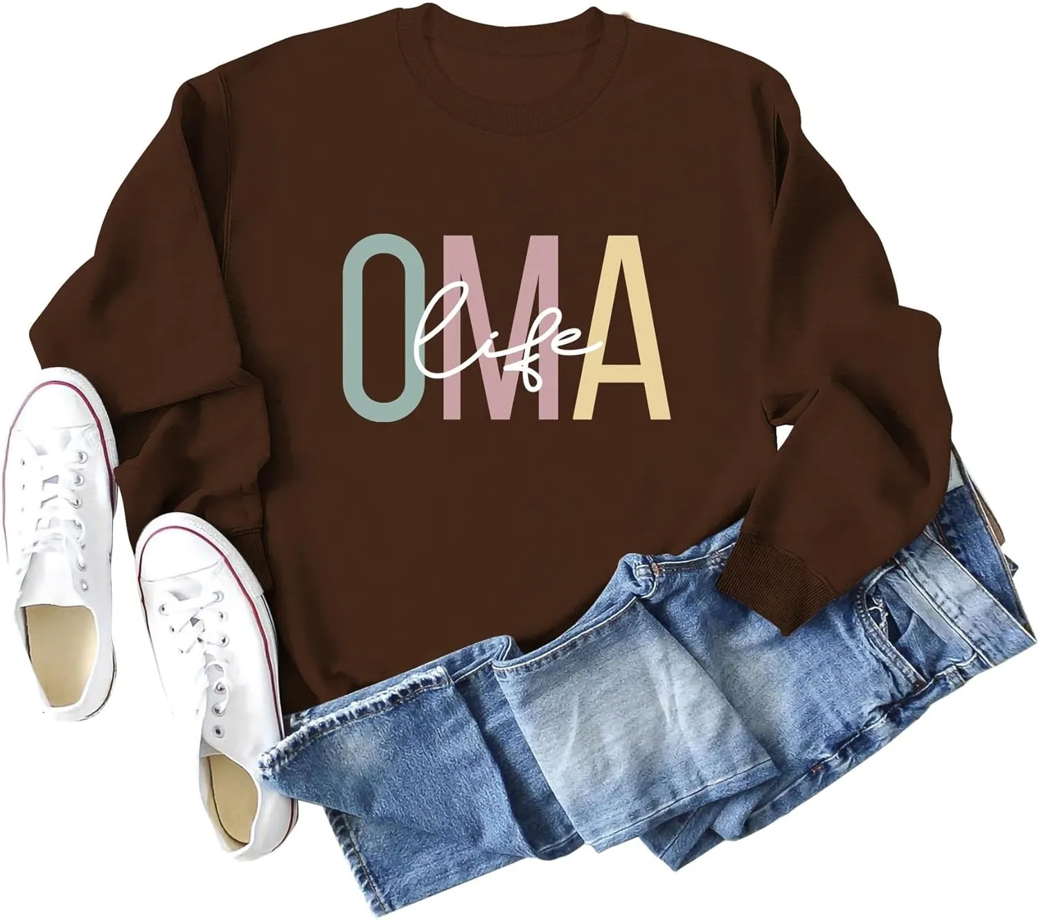 OMA Life Sweatshirt for Women Funny Grandma Crewneck Pullover Sweater Long Sleeve Best Oma Shirts Nana Fall Tops