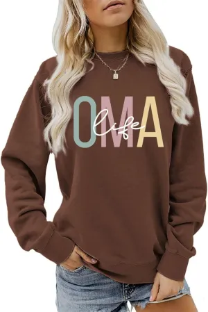 OMA Life Sweatshirt for Women Funny Grandma Crewneck Pullover Sweater Long Sleeve Best Oma Shirts Nana Fall Tops