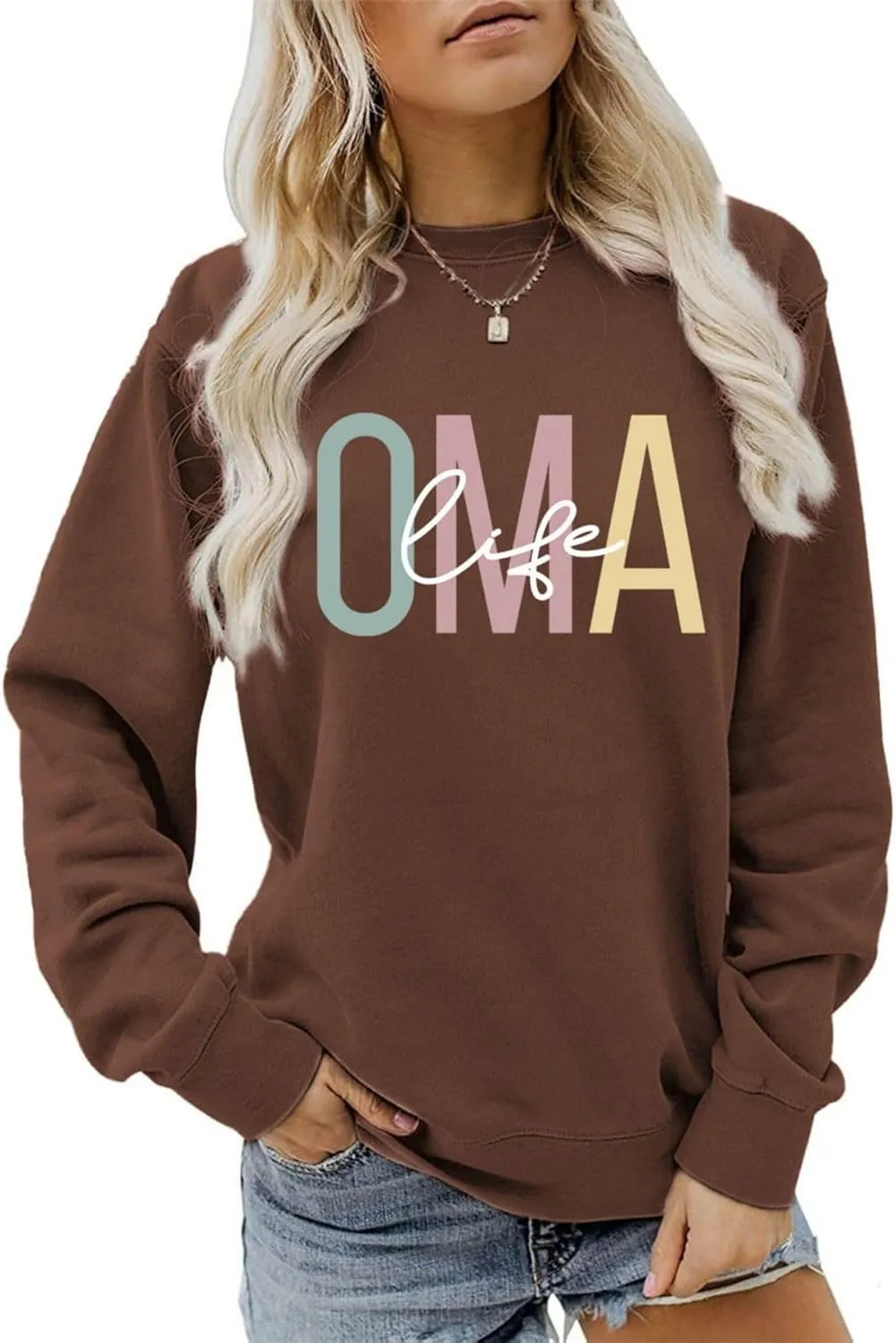 OMA Life Sweatshirt for Women Funny Grandma Crewneck Pullover Sweater Long Sleeve Best Oma Shirts Nana Fall Tops