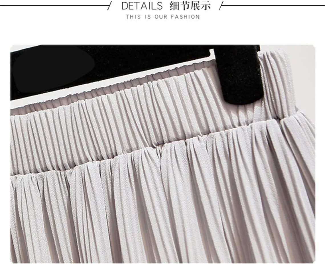 SaoBiiu Elegant Summer Midi Skirt Women High Waist Long Skirt Ladies Spring A Line Pleated Skirts