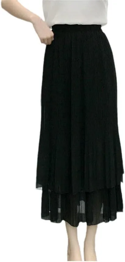 SaoBiiu Elegant Summer Midi Skirt Women High Waist Long Skirt Ladies Spring A Line Pleated Skirts