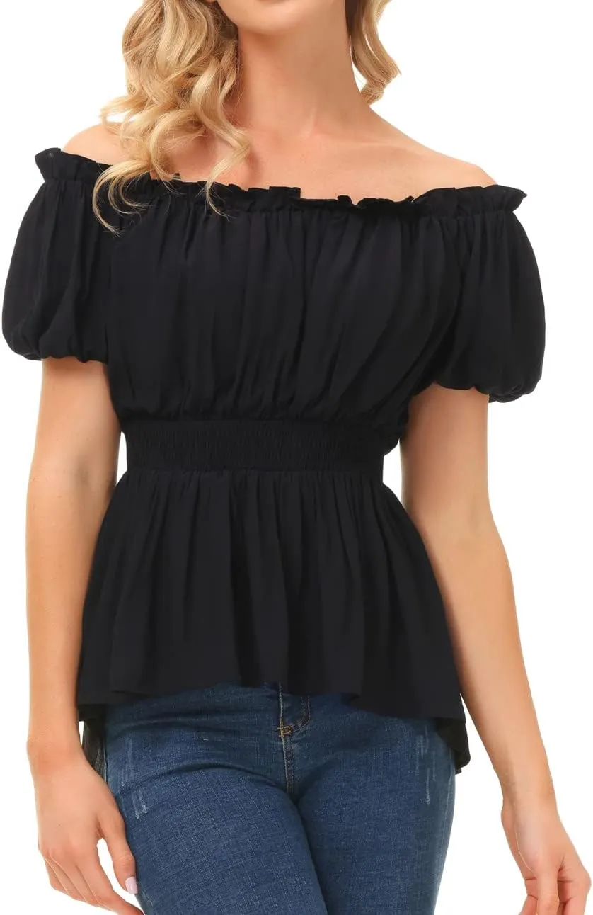 Scarlet Darkness Renaissance Shirt Women Peasant Blouse Pirate Steampunk Shirt