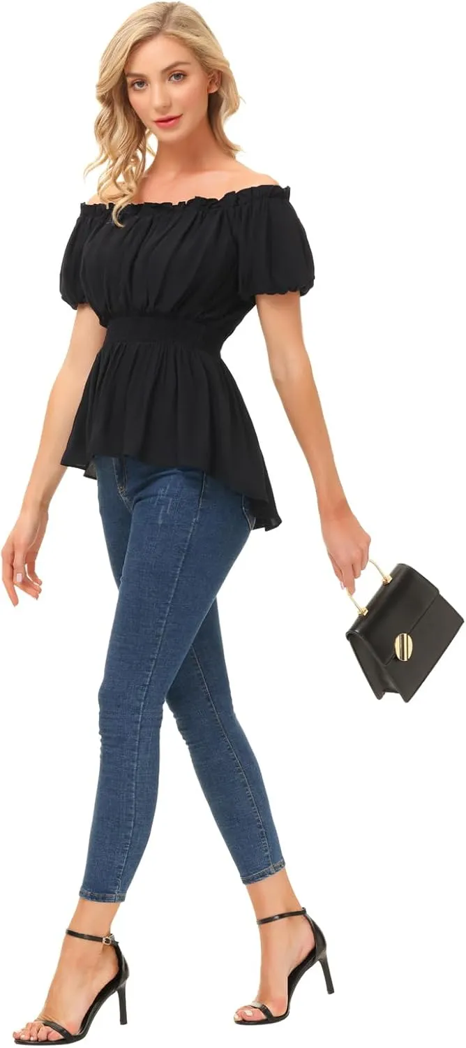 Scarlet Darkness Renaissance Shirt Women Peasant Blouse Pirate Steampunk Shirt