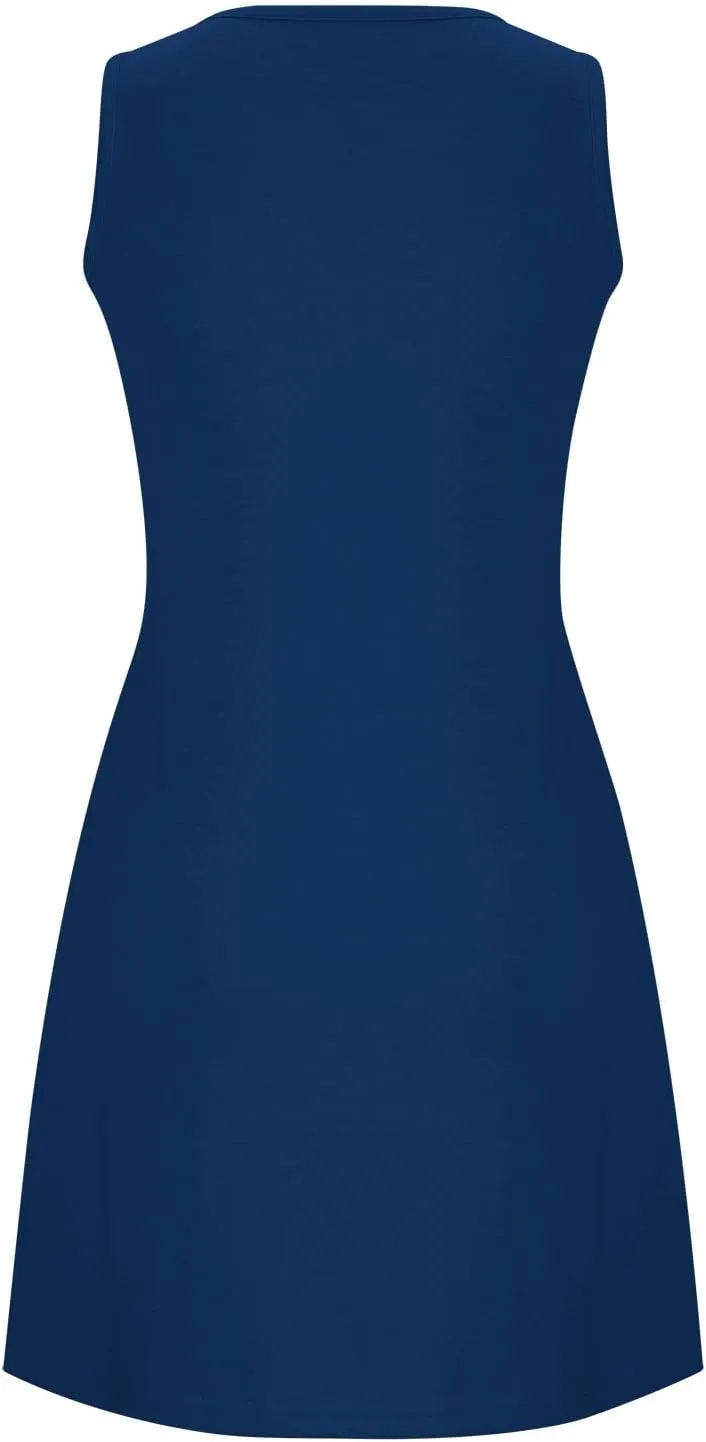 Women's 2024 Summer Casual Loose Beach Sleeveless Midi Sundress with Pockets Swing Solid Ruffle A-Line Dresses
